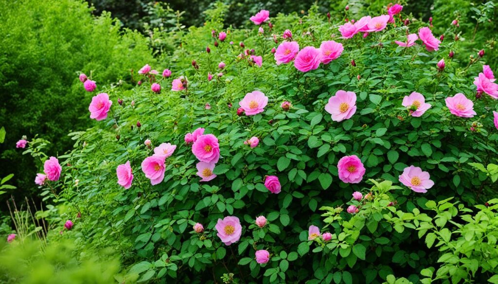 Einheimische Wildrosen im Ökosystem-Garten