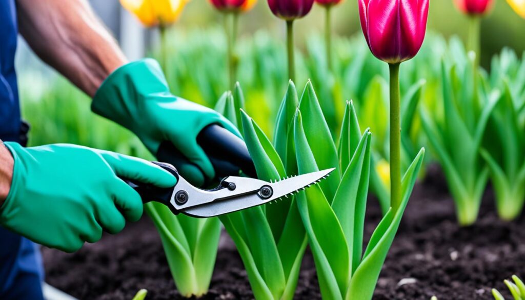 Verblühte Tulpen schneiden